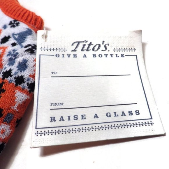 Tito's Handmade Vodka Knit Bottle Dress New W/ Tag Orange White Embroidered - Picture 4 of 4
